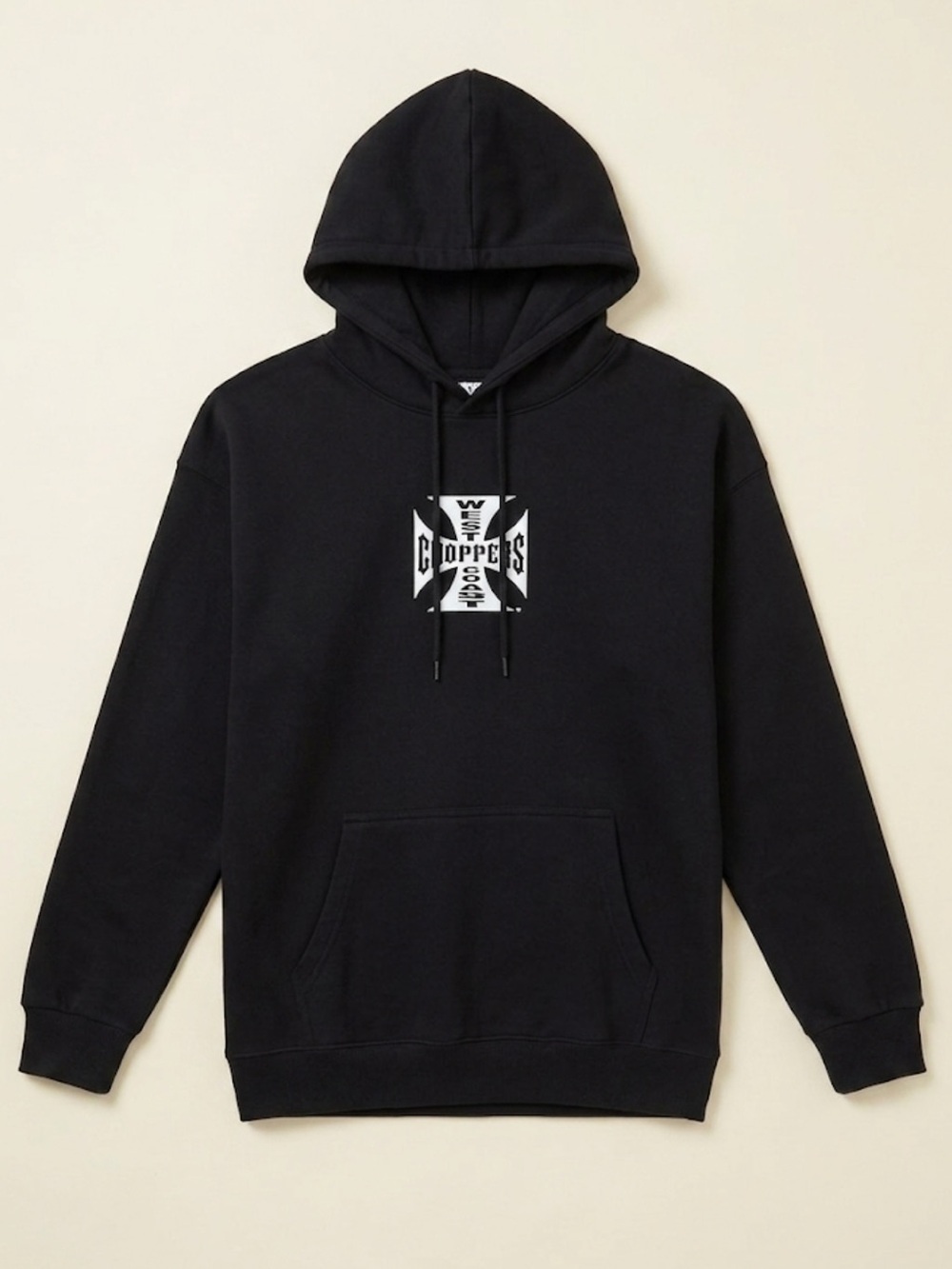 West Coast Choppers Long Beach CA Iron Cross Logo Hoodie Black Large EUC! - Picture 2 of 5
